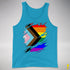 LGBTQ Progress Pride Flag Ripped Reveal Premium Tank Top - Neon Blue